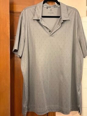 adidas Men’s Gray Polo with Micro-Pattern